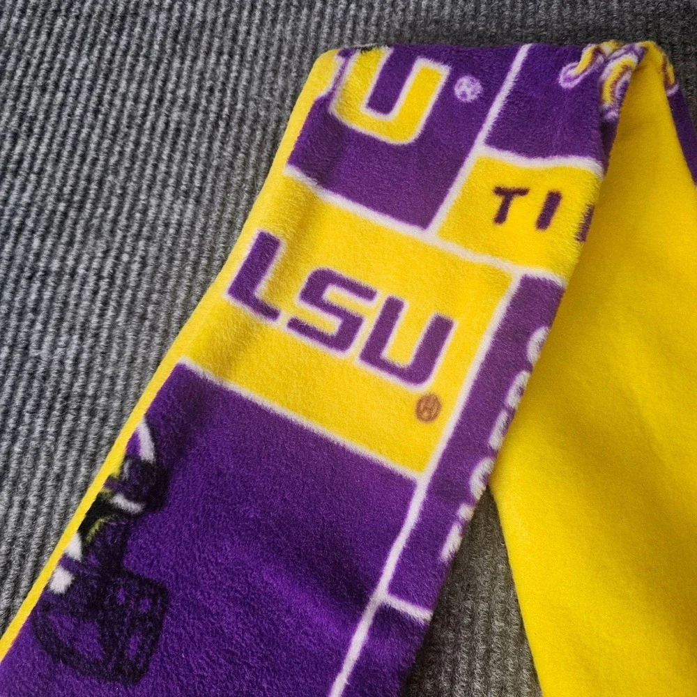 LSU Tigers Scarf Mens One Size Purple Yellow NCAA Football Fleece Fringe